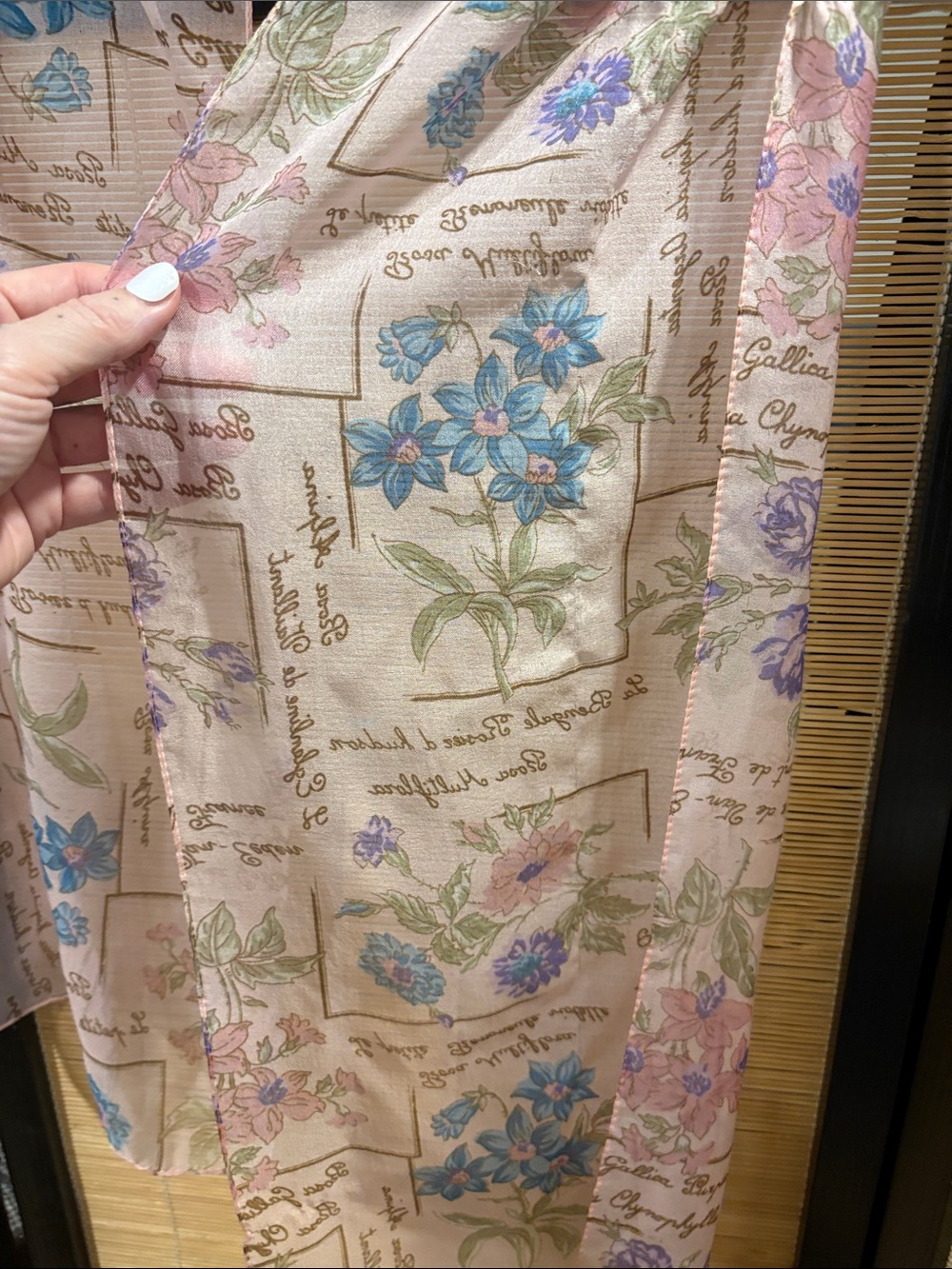 Floral Script Lightweight Scarf - Pink - Picture 5 of 6
